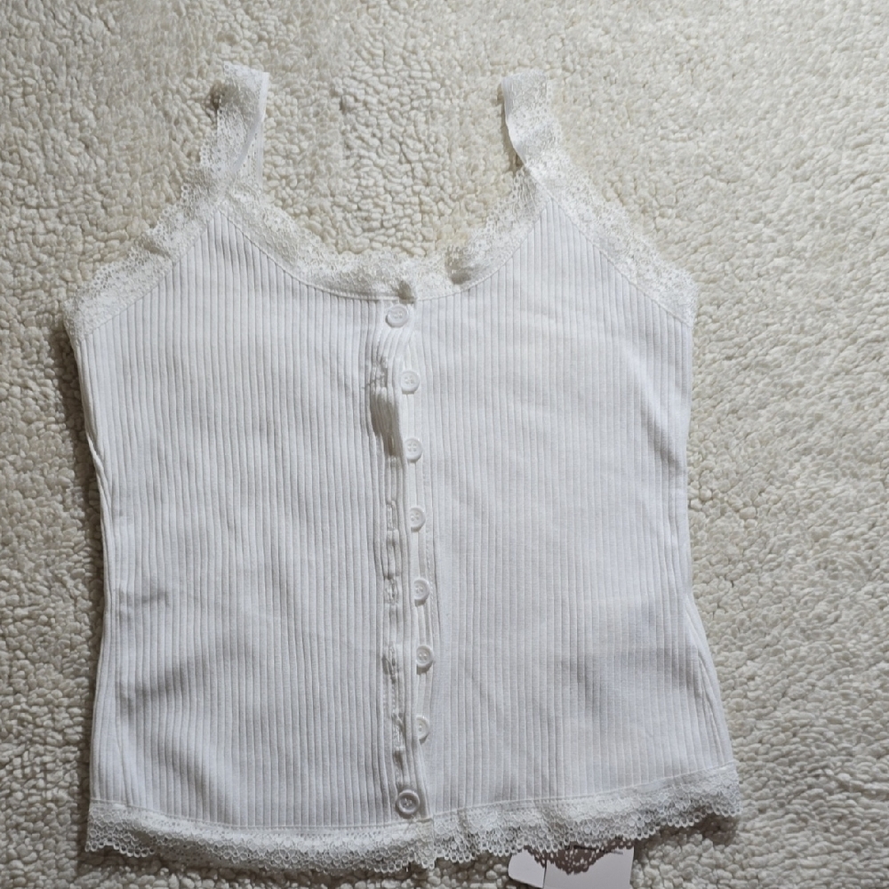 Elegant White Lace-Trimmed Crop Top